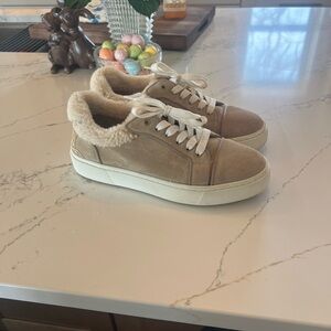 Christian Louboutin Tan Fur-Lined Sneakers